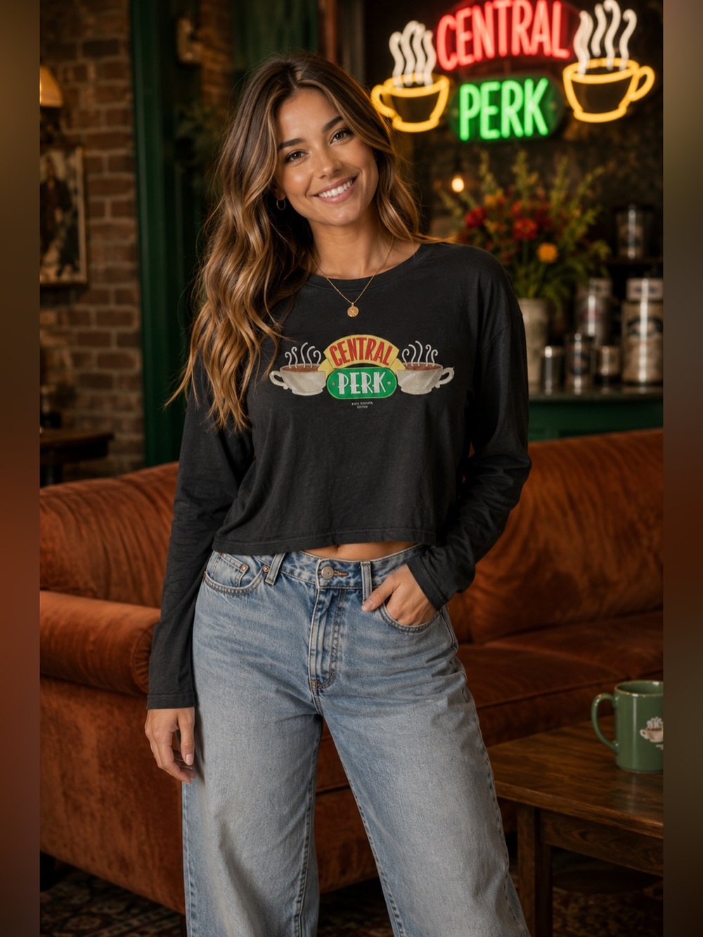 Friends Central Perk Long Sleeve Crop T-shirt